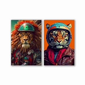 Wild Bikers Duo by Juliano de Araujo framed mural artwork