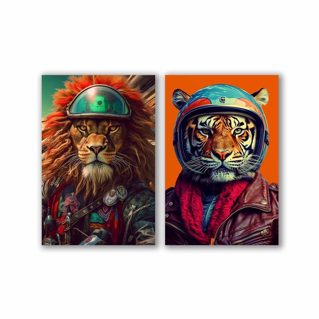 Wild Bikers Duo by Juliano de Araujo framed mural artwork