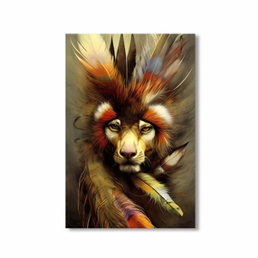 Wild cat in feathers by Artwerx framed mural artwork