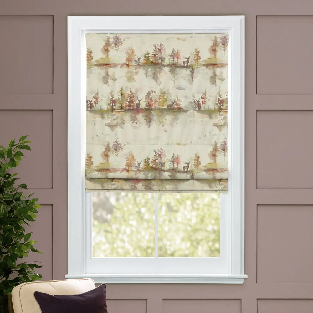 Wilderness Printed Cotton Made to Measure Roman Blinds Plum