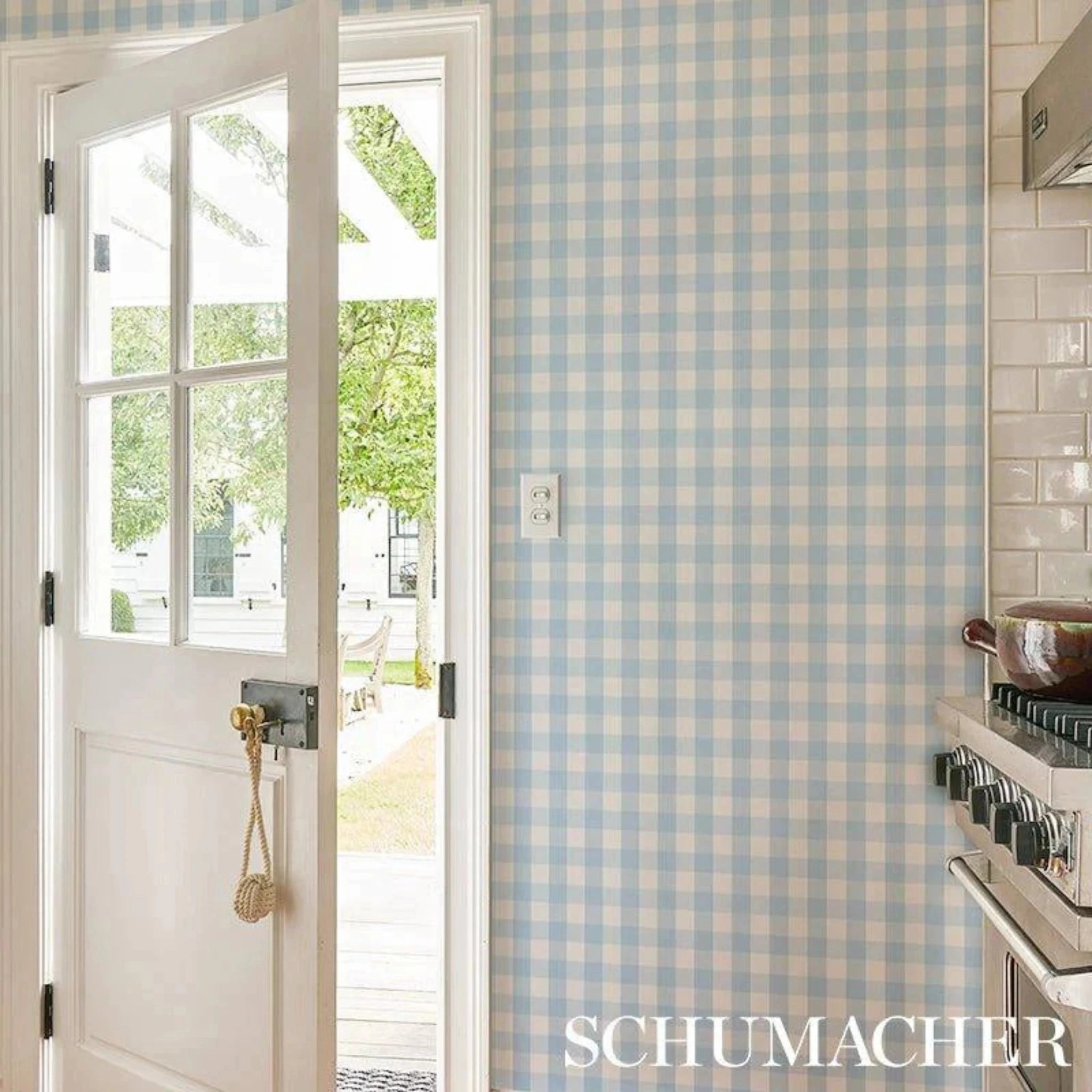 Willa Small Check Wallpaper in Blue