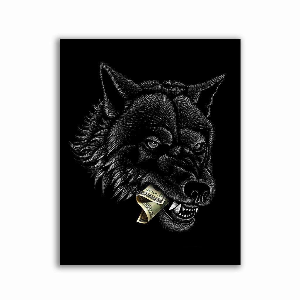 Wolf Money by Zenzdesign framed mural artwork