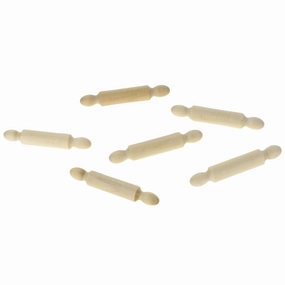 Wooden Craft Rolling Pin Miniatures, 2-1/4-inch, 6-count wooden room decoration