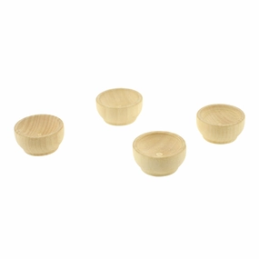 Wooden Craft Routered Base Bowl Miniatures, 1-1/8-inch, 4-count wooden room decoration