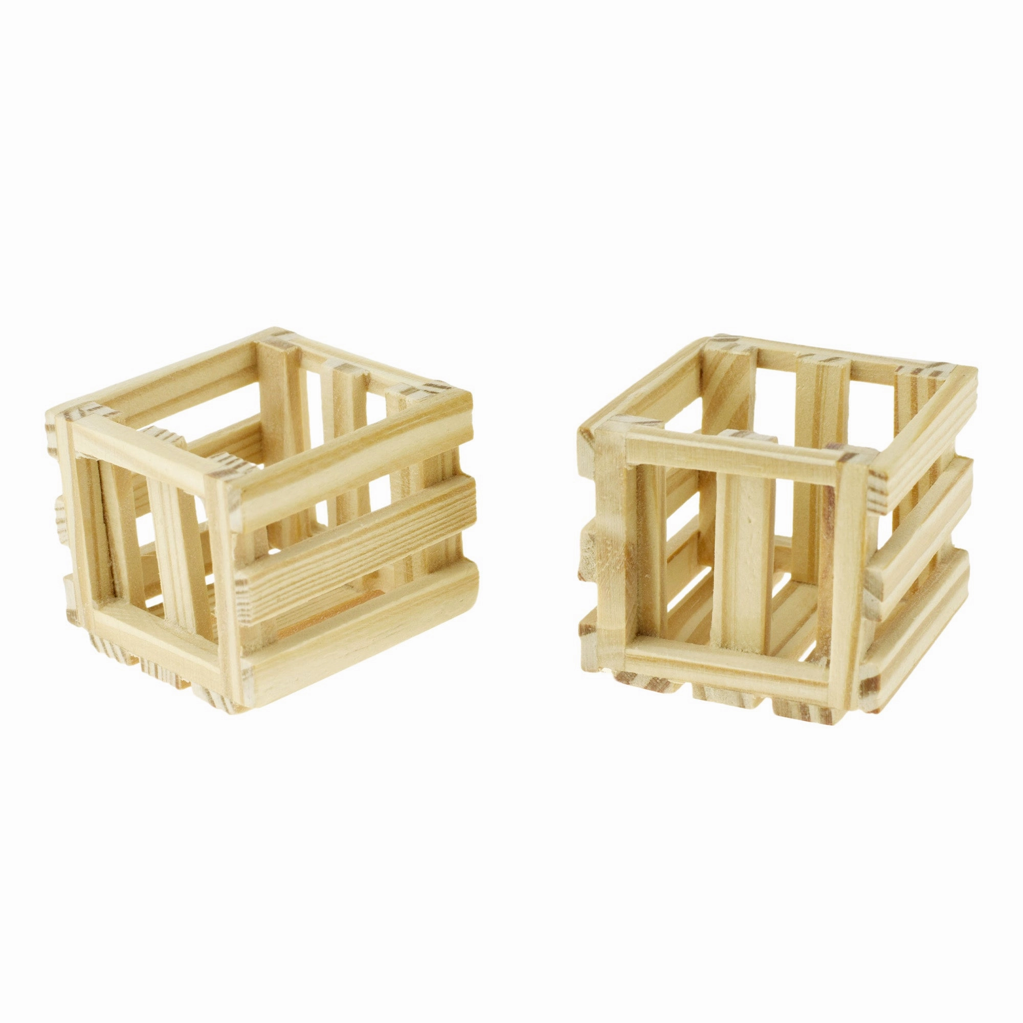 Wooden Craft Slatted Deep Mini Crates, 2-inch, 2-count wooden room decoration