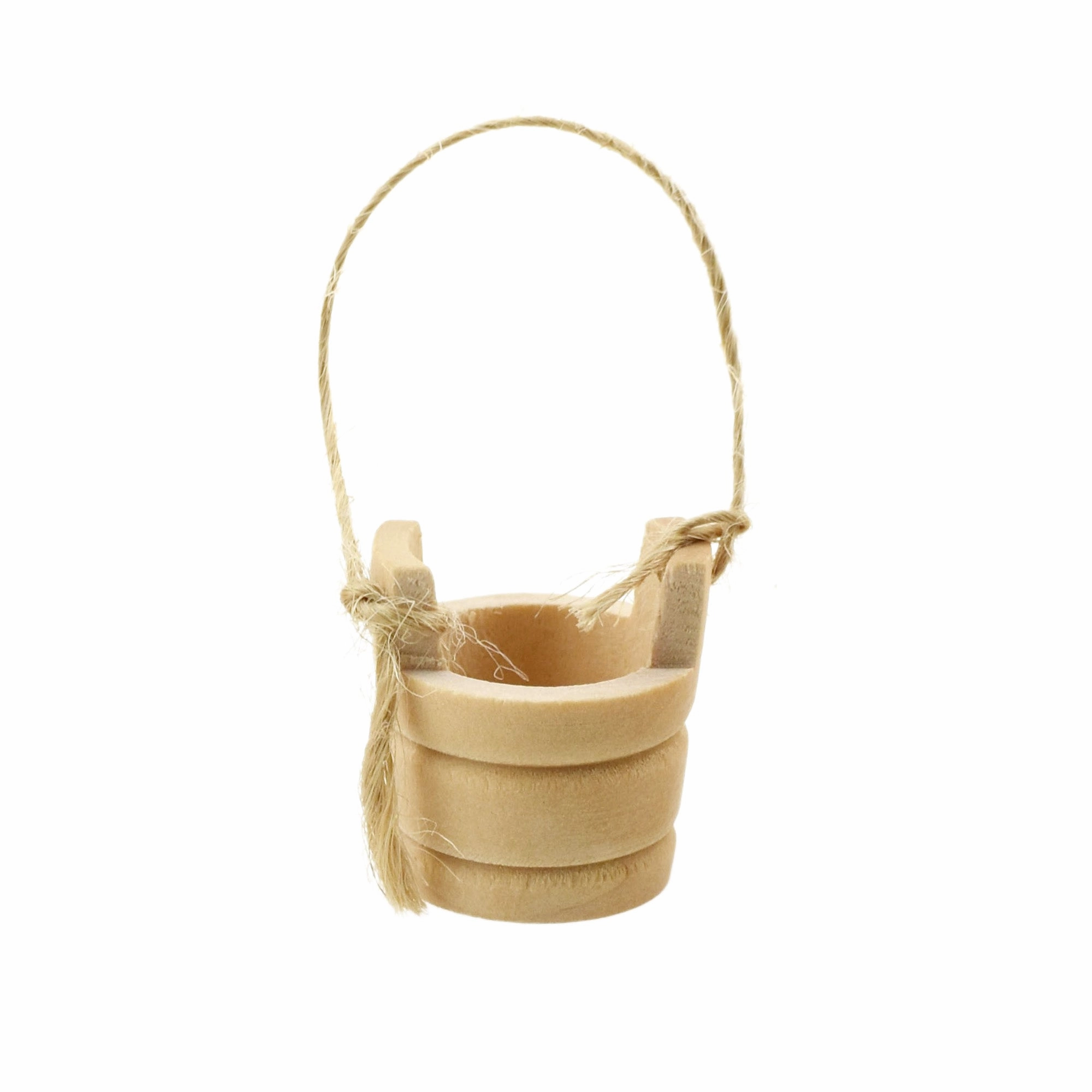 Wooden Craft Well Bucket Miniatures with Jute Handle
