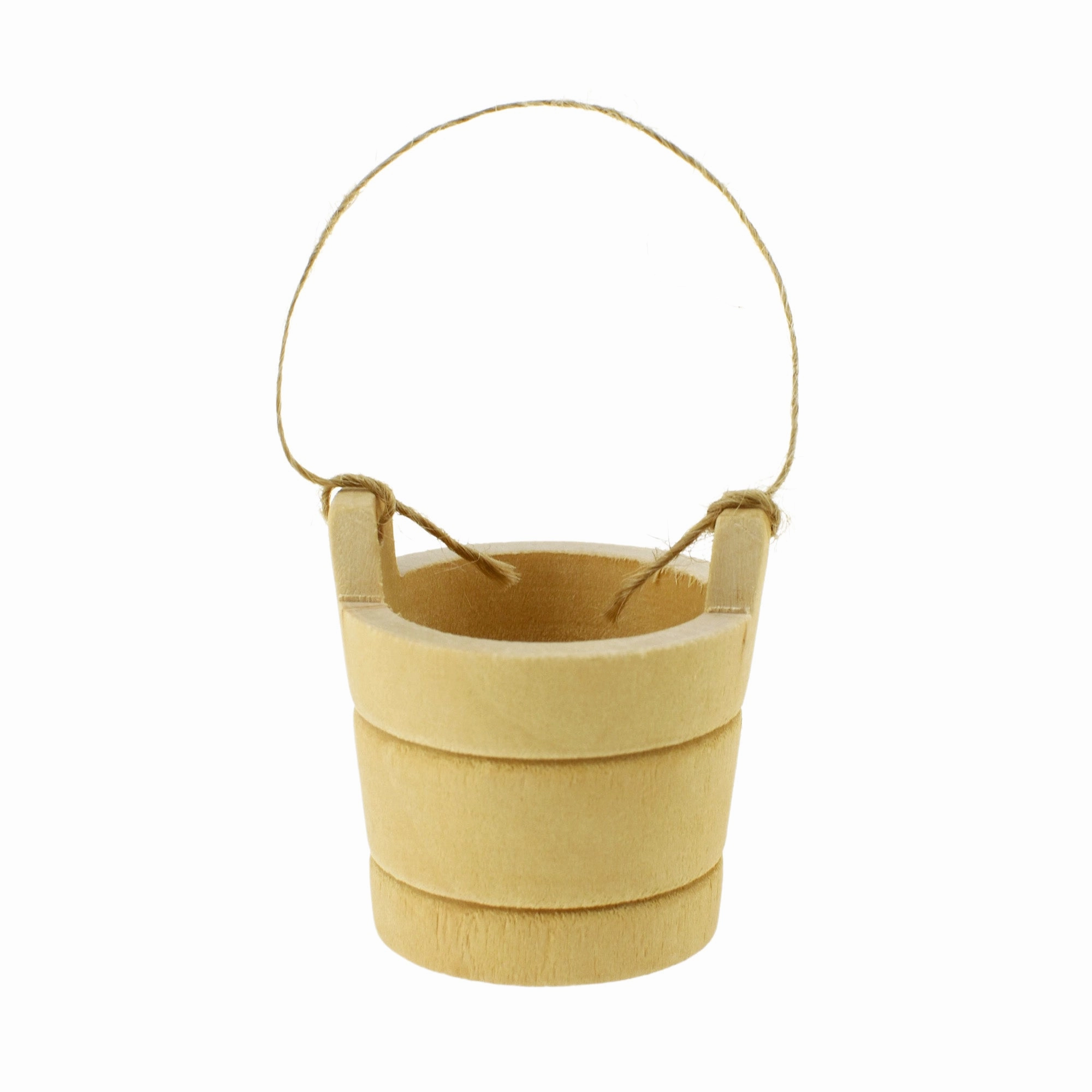 Wooden Craft Well Bucket Miniatures with Jute Handle