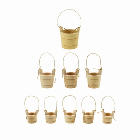 Wooden Craft Well Bucket Miniatures with Jute Handle wooden room decoration