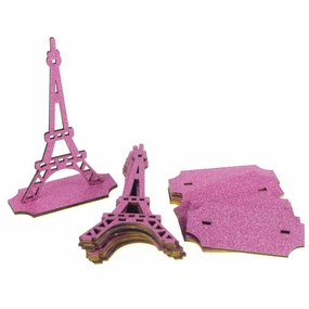 Wooden Eiffel Tower Stand with Glitters, 5-Inch, 10-Piece wooden room decoration