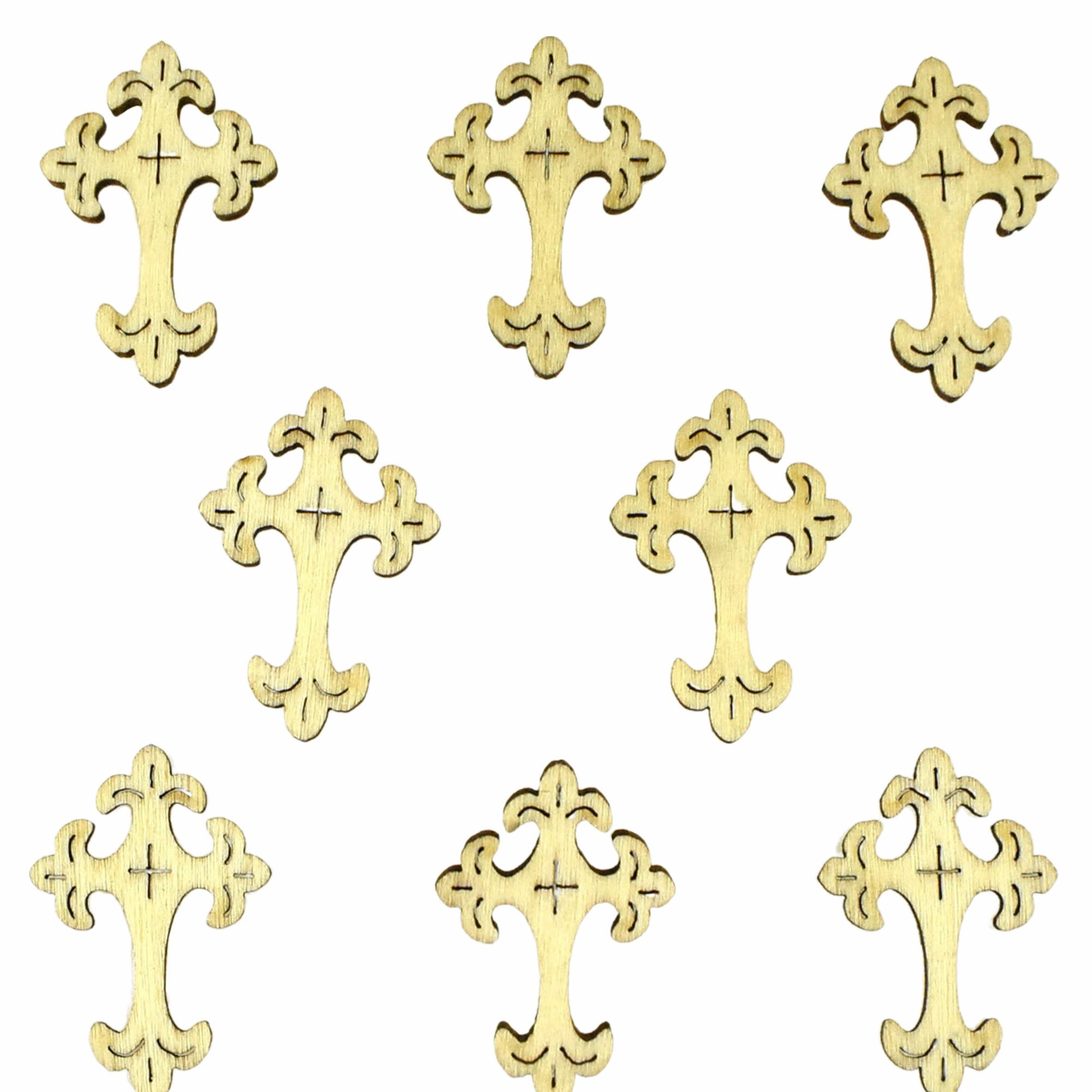 Wooden Filigree Cross Stickers, 1-1/4-Inch, 13-Count