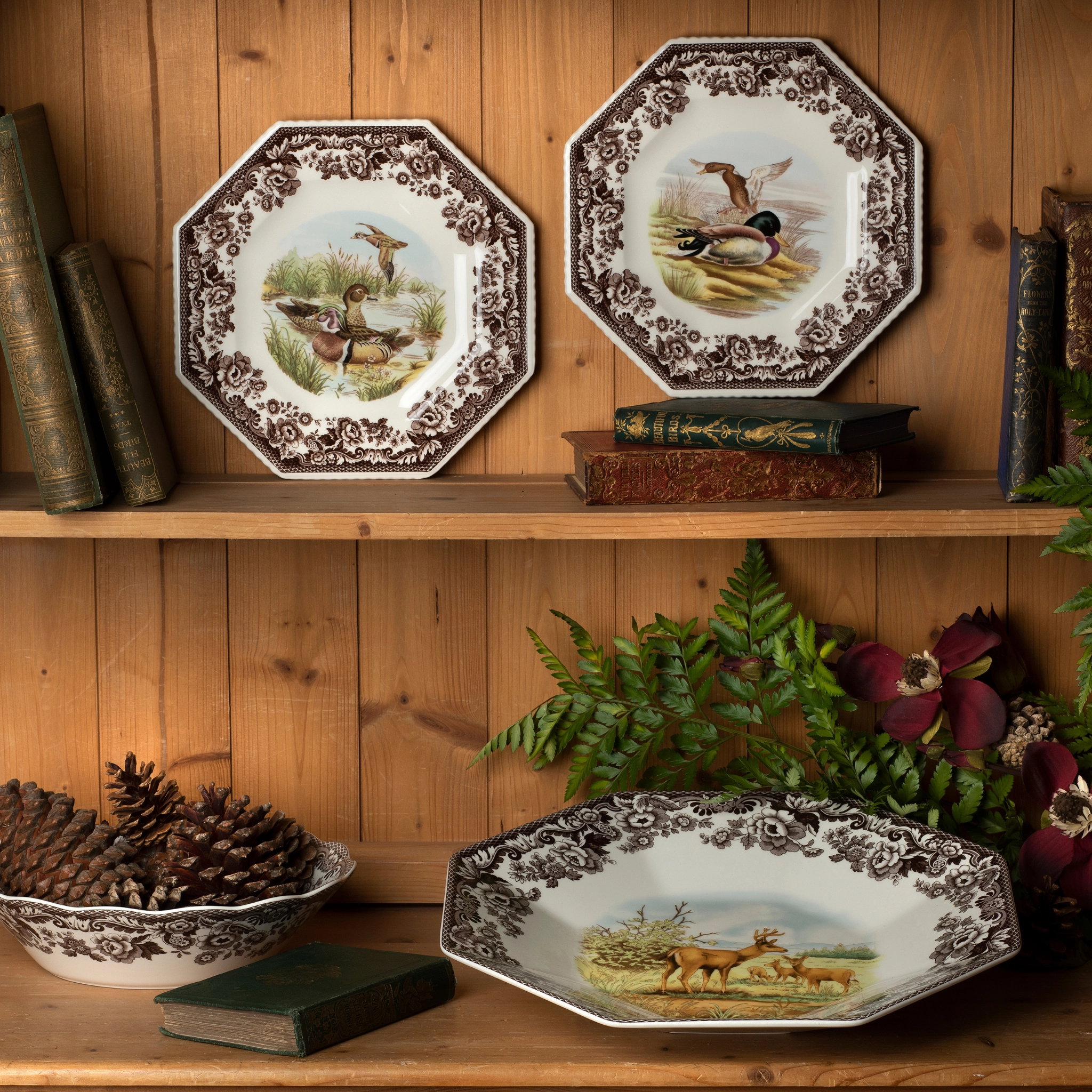 Woodland Octagonal Plate 9.5 Inch, Pheasant