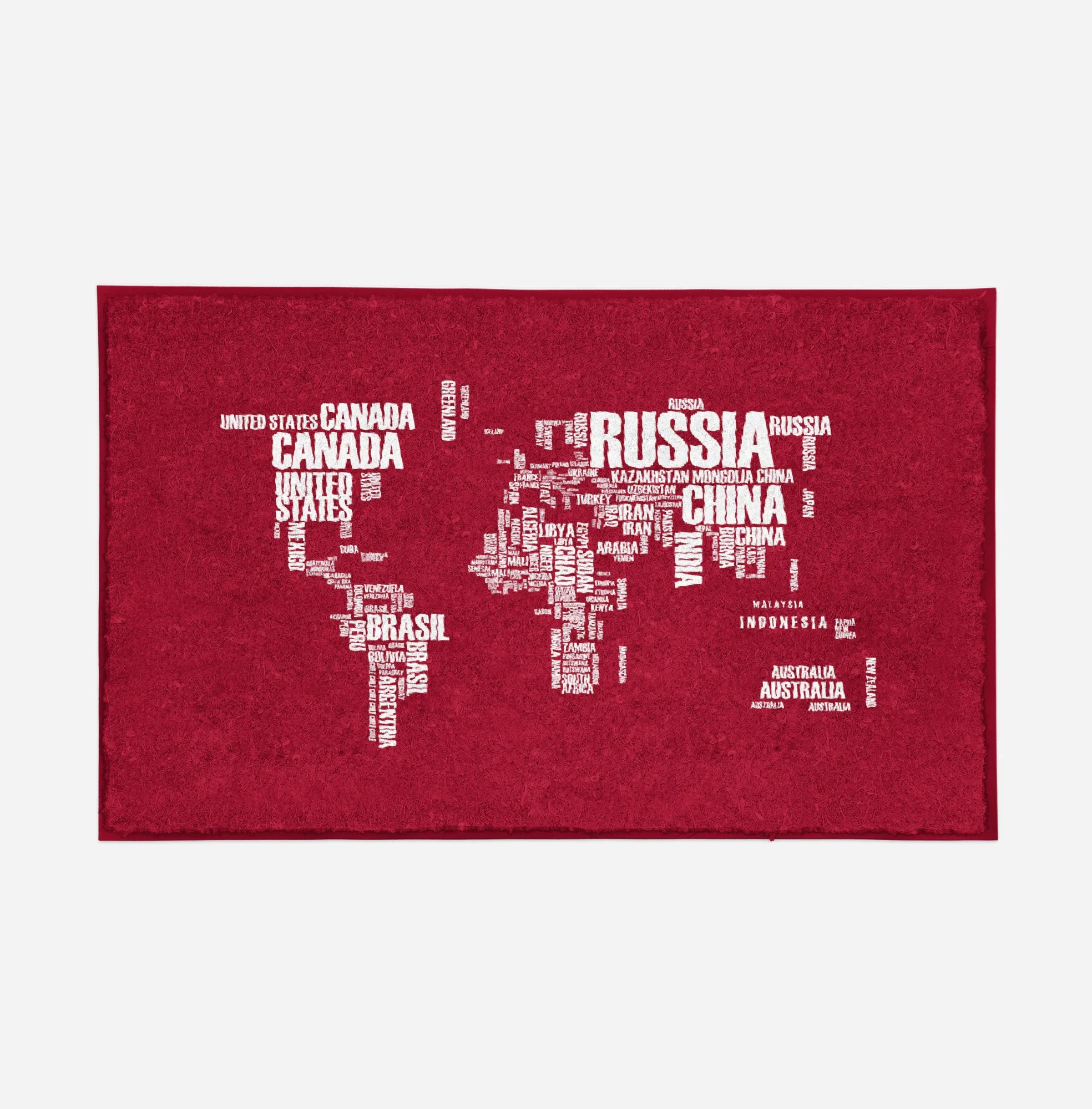 World Map (Text) Designed Door Mats
