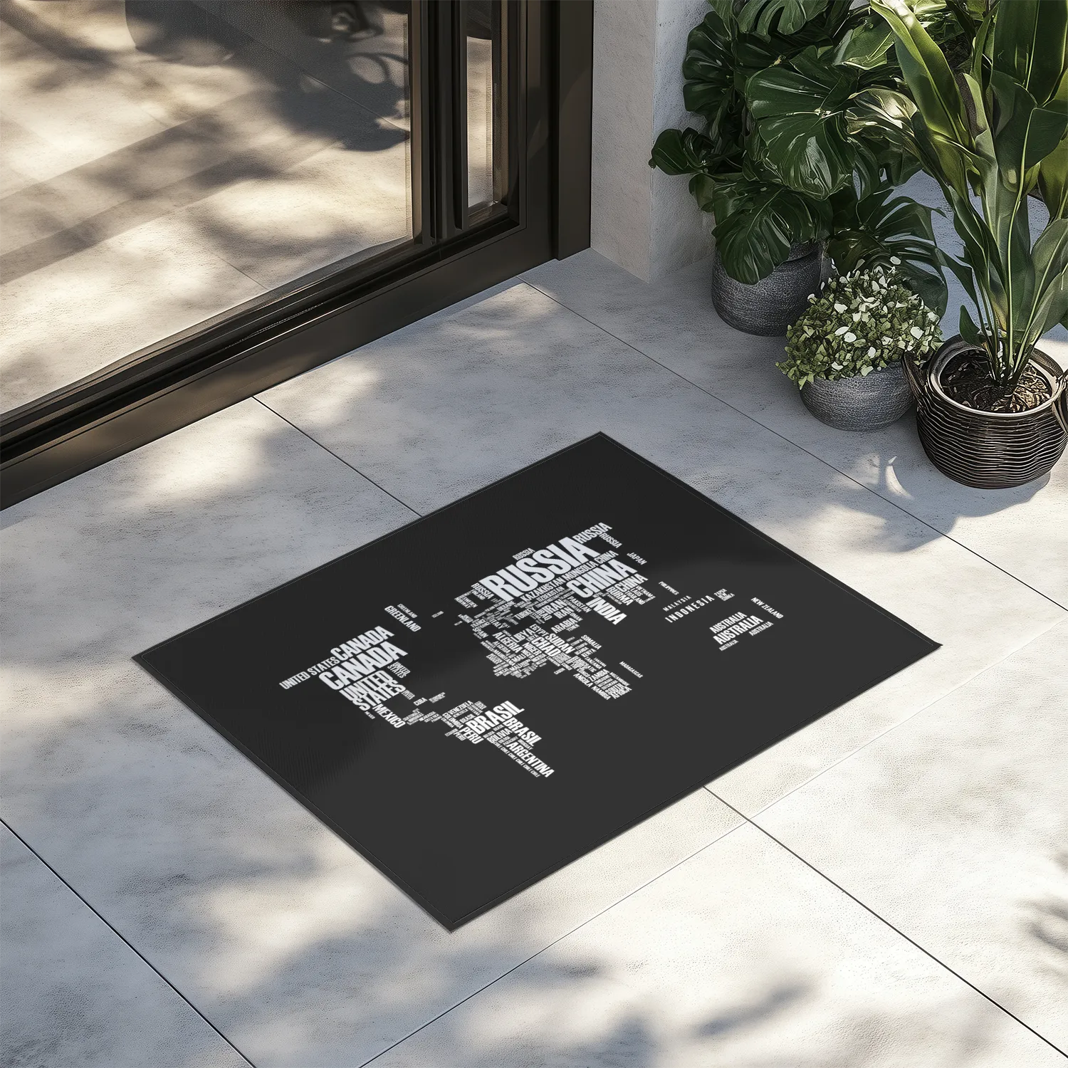 World Map (Text) Designed Door Mats door entrance rug