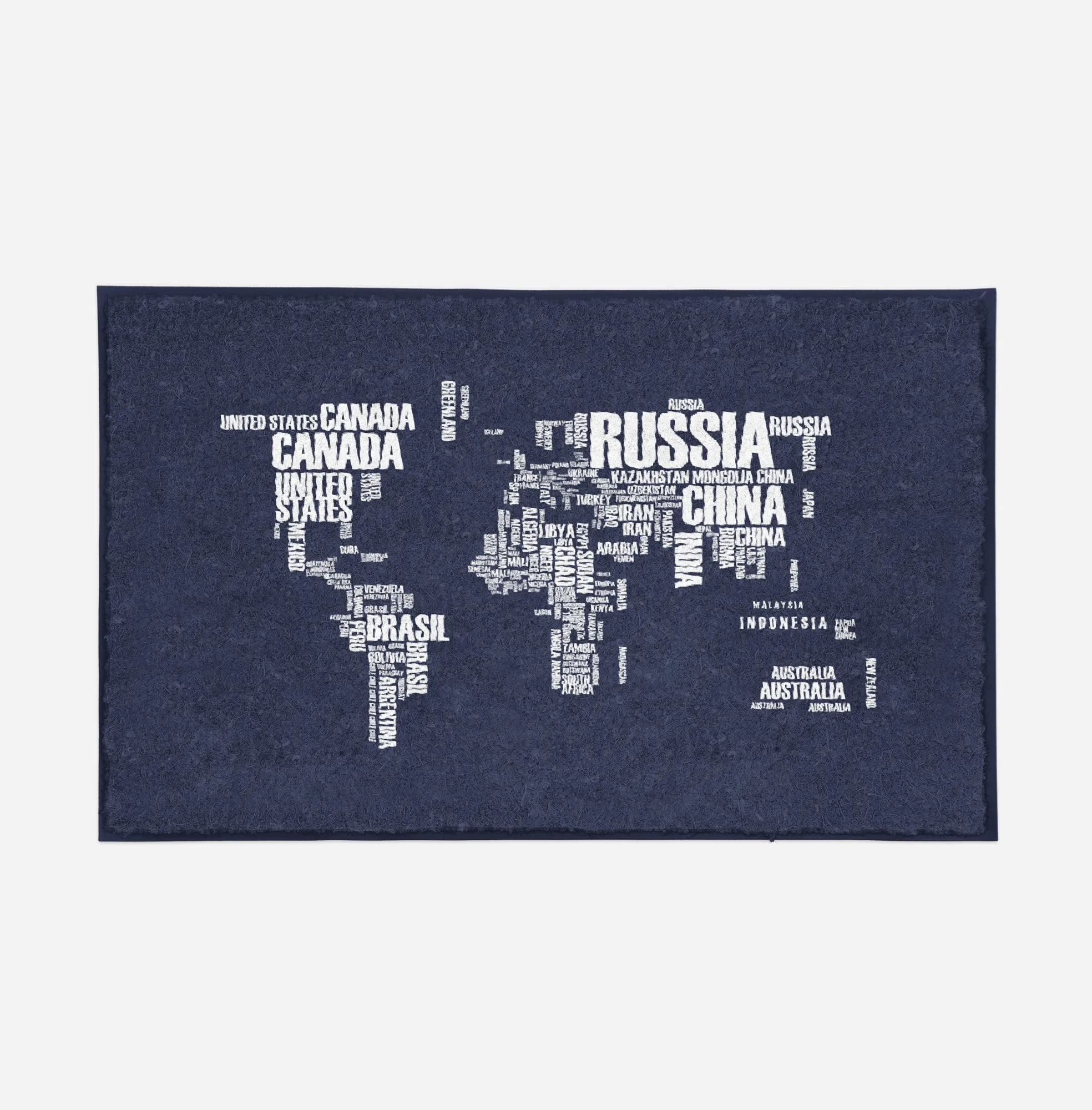 World Map (Text) Designed Door Mats