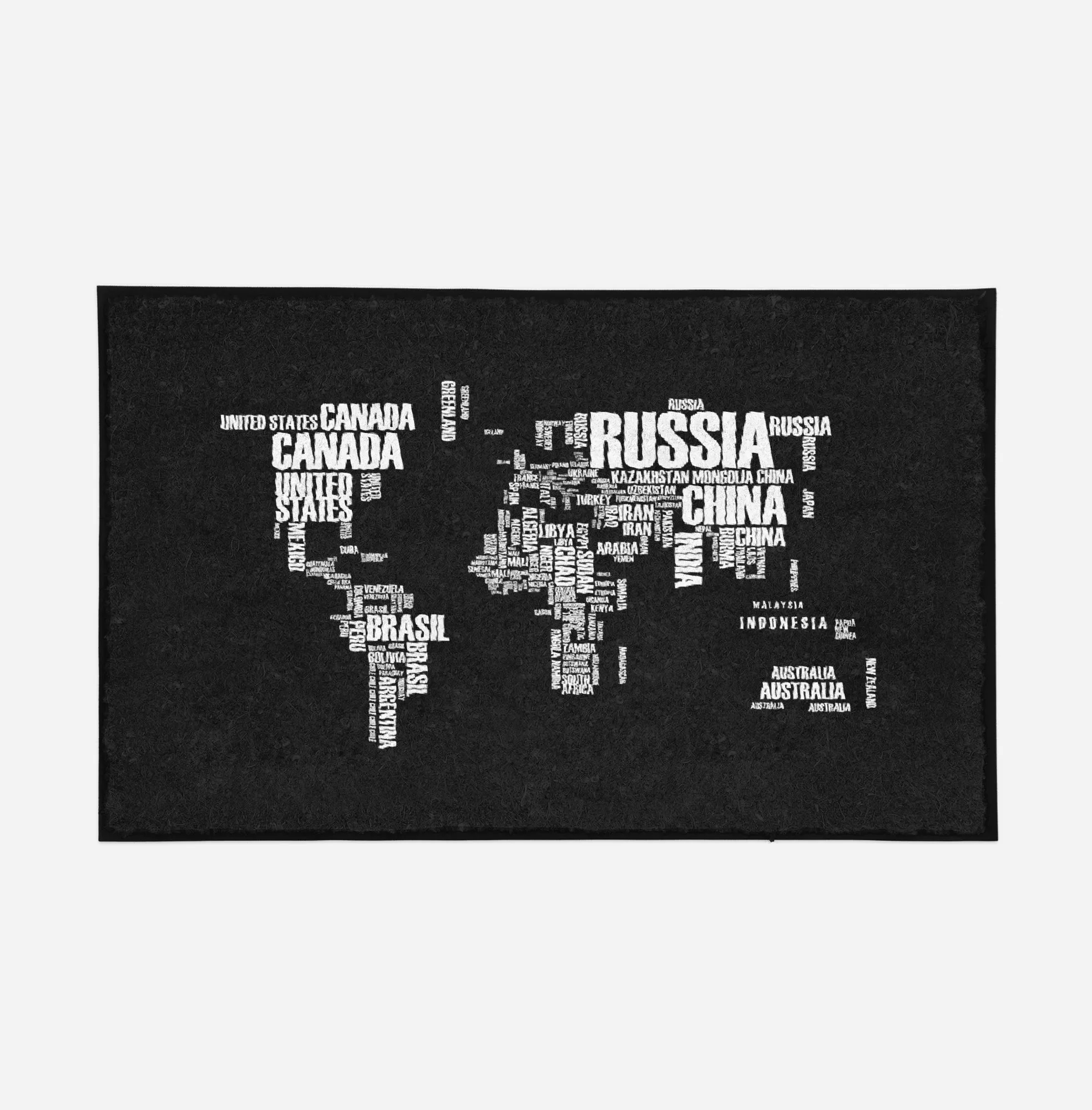 World Map (Text) Designed Door Mats
