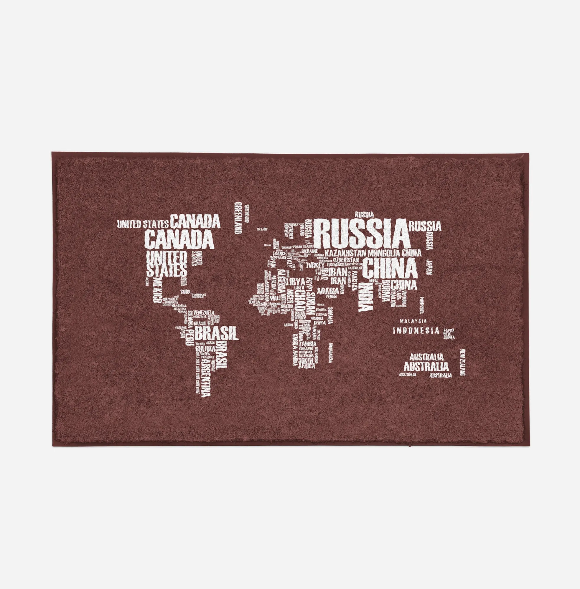 World Map (Text) Designed Door Mats