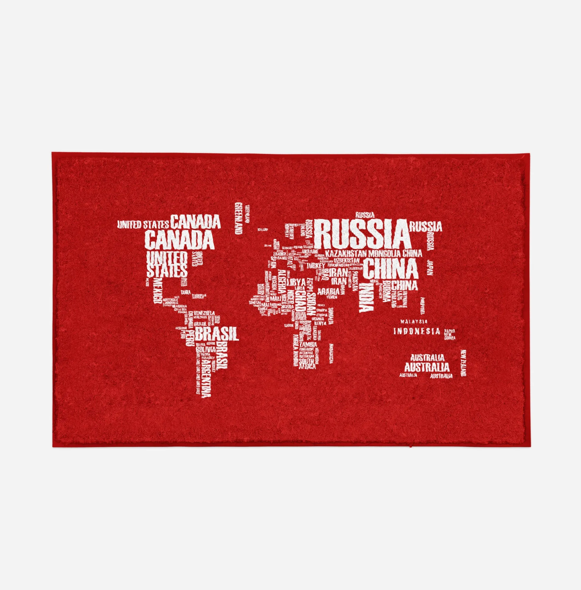 World Map (Text) Designed Door Mats