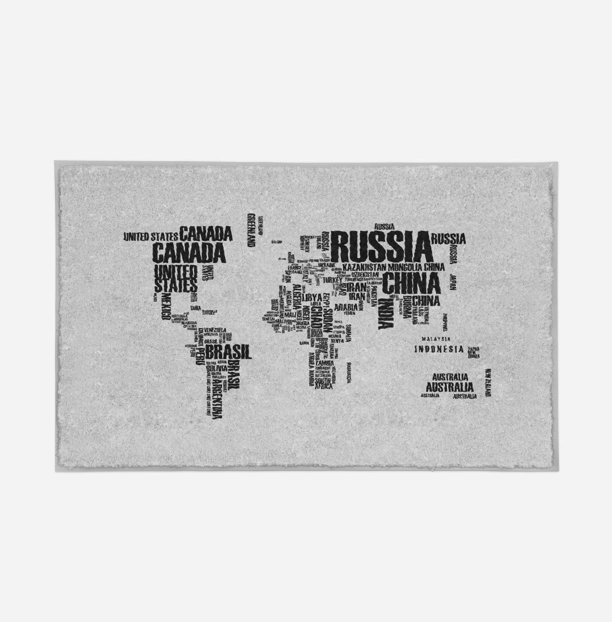 World Map (Text) Designed Door Mats