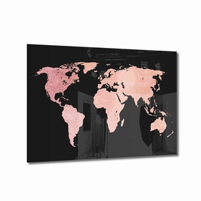 World Map Ros on Acrylic framed mural artwork