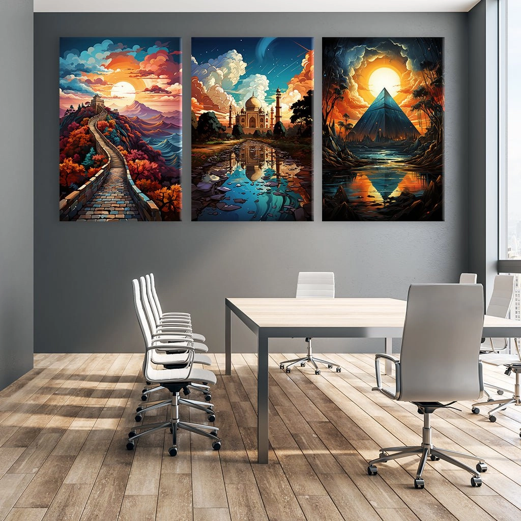 World Sightseeing Pop Art - Triptych by Catill 