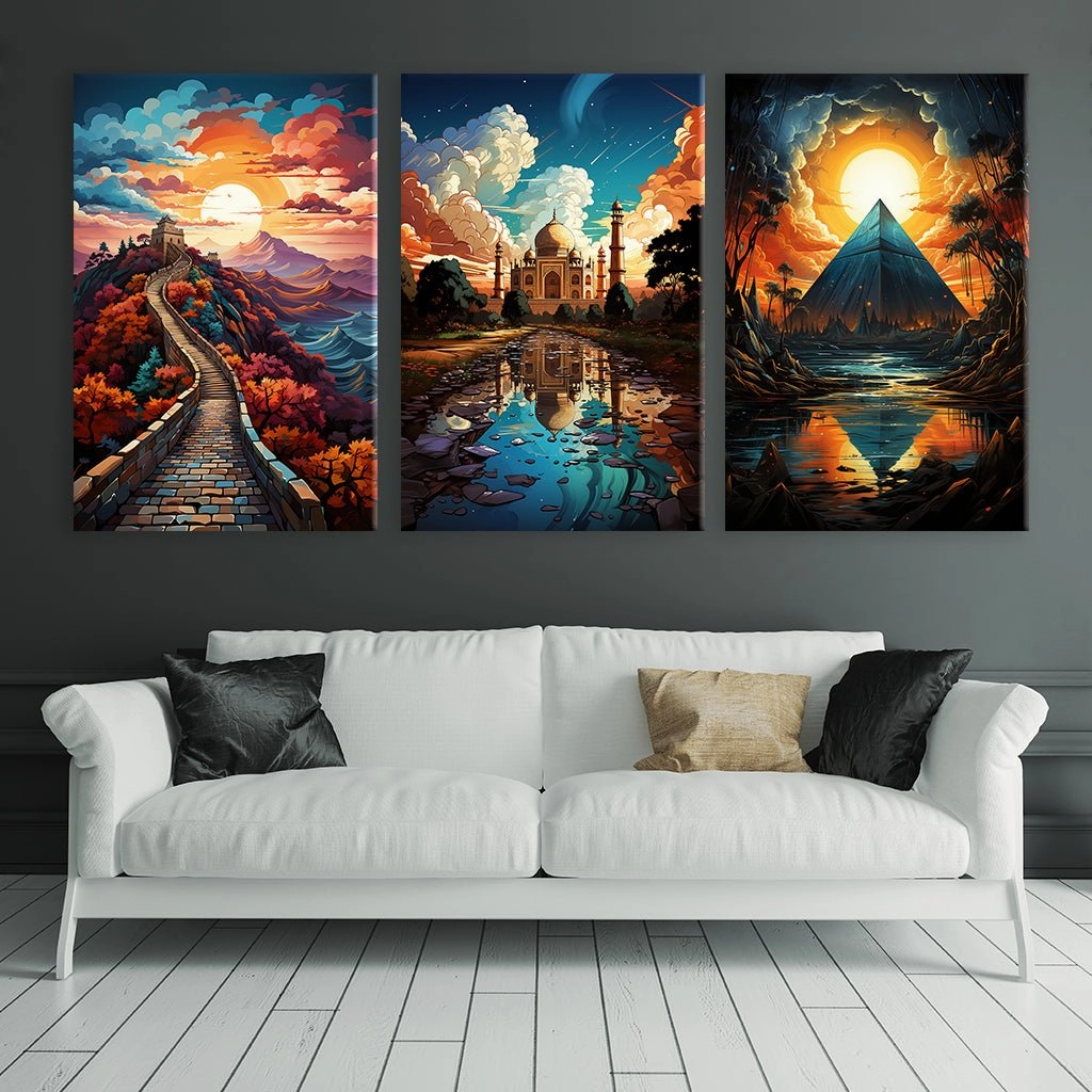 World Sightseeing Pop Art - Triptych by Catill 