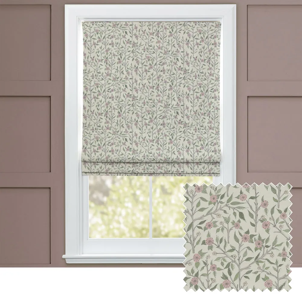 Yamuna Printed Cotton Made to Measure Roman Blinds Blush chic floor carpet  