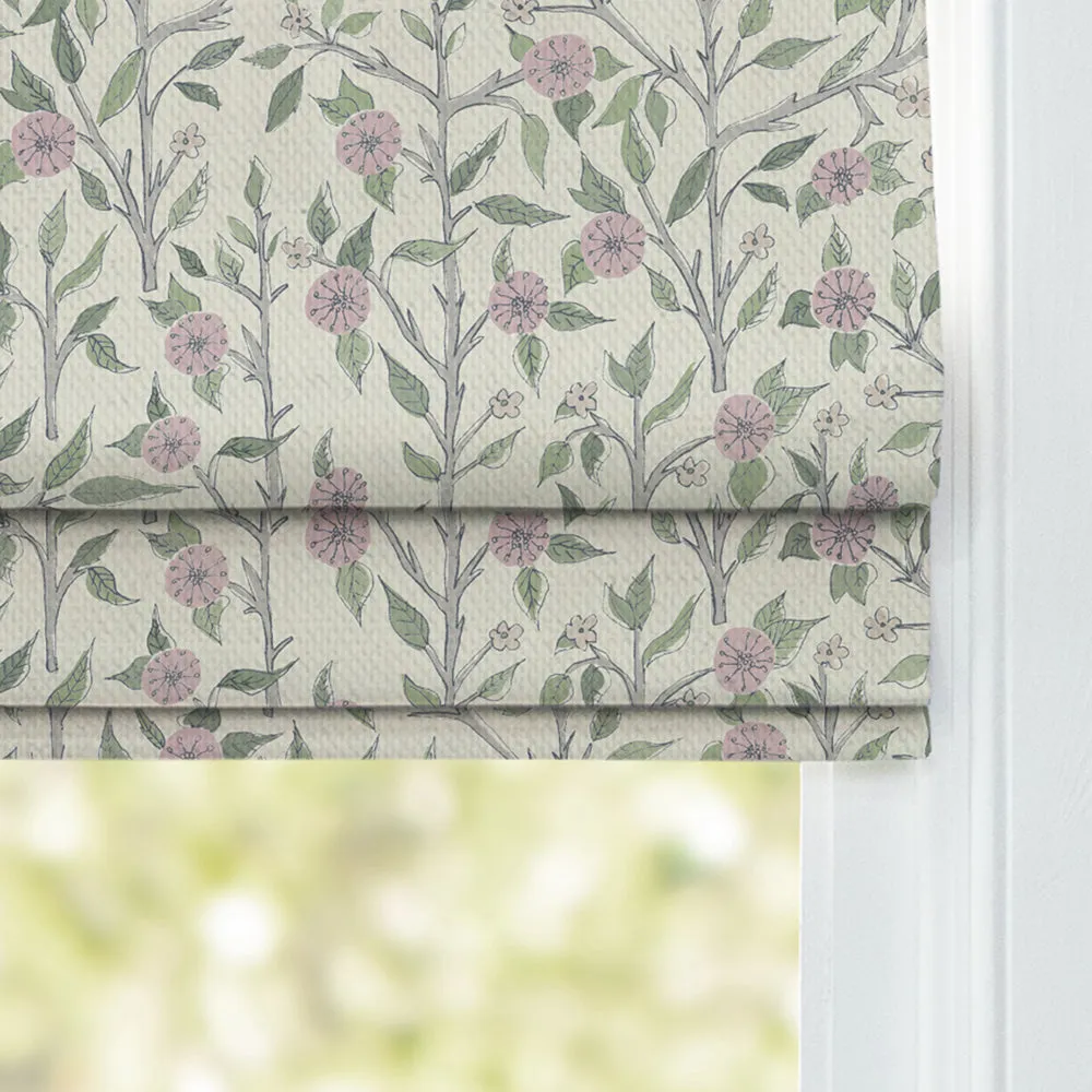 Yamuna Printed Cotton Made to Measure Roman Blinds Blush