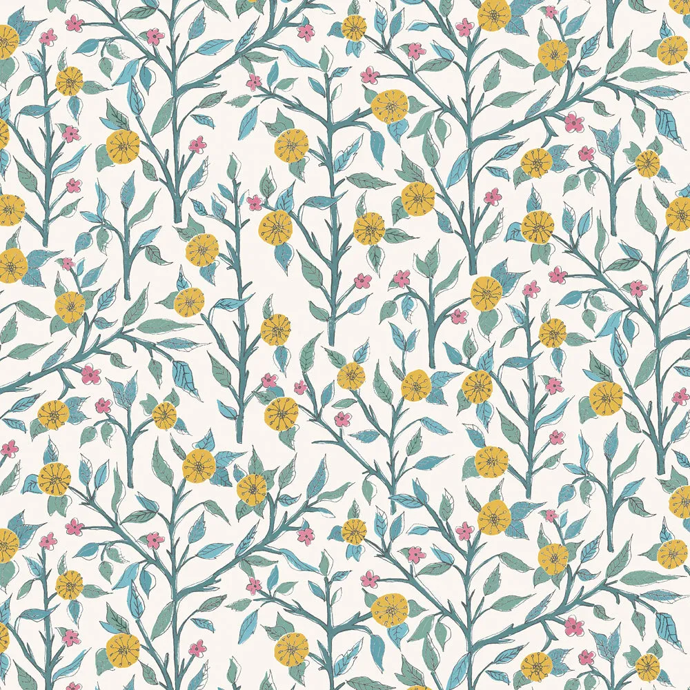 Yamuna Printed Cotton Made to Measure Roman Blinds Teal