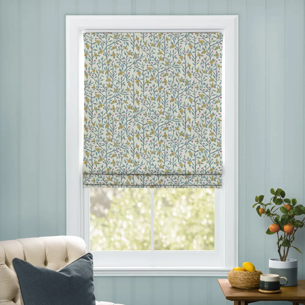 Yamuna Printed Cotton Made to Measure Roman Blinds Teal