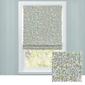 Yamuna Printed Cotton Made to Measure Roman Blinds Teal chic floor carpet  