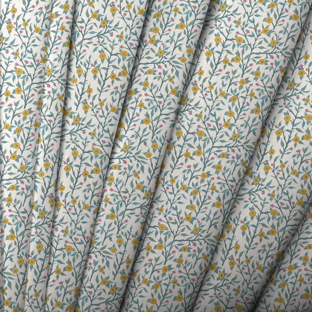 Yamuna Printed Cotton Made to Measure Roman Blinds Teal