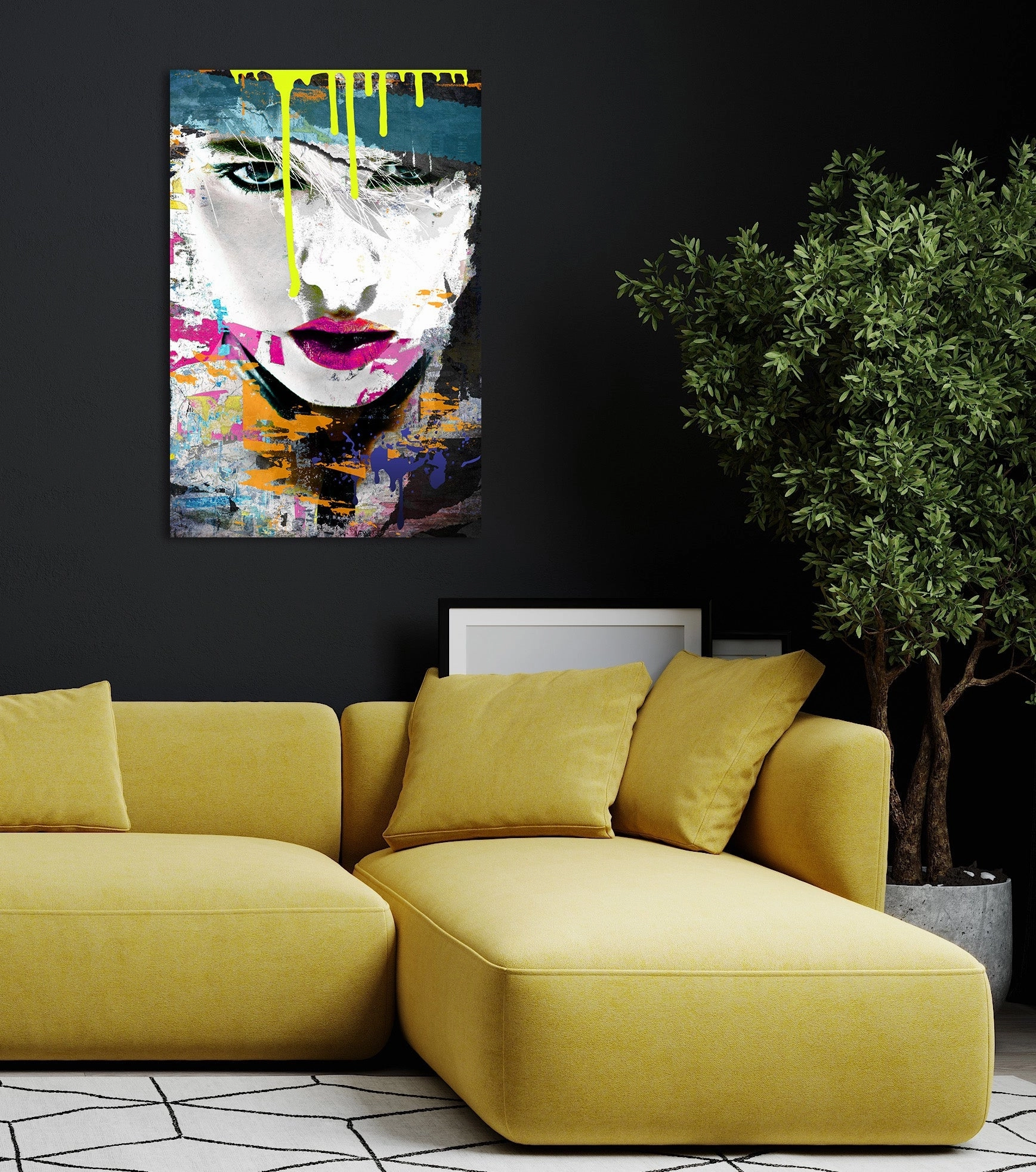 Yellow Evil Look Neon on acrylic glass