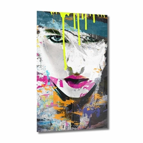 Yellow Evil Look Neon on acrylic glass framed mural artwork