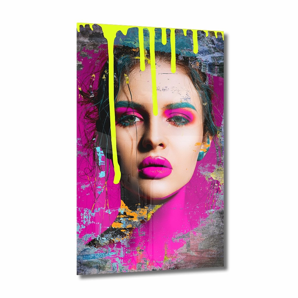 Yellow Passion Neon on acrylic glass framed mural artwork