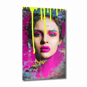 Yellow Passion Neon on acrylic glass framed mural artwork