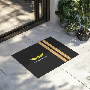 Your Custom Name or Text & Golden Epaulettes (2 Lines) Designed Door Mats door entrance rug
