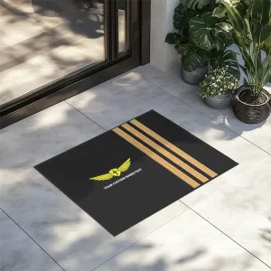 Your Custom Name or Text & Golden Epaulettes (3 Lines) Designed Door Mats door entrance rug
