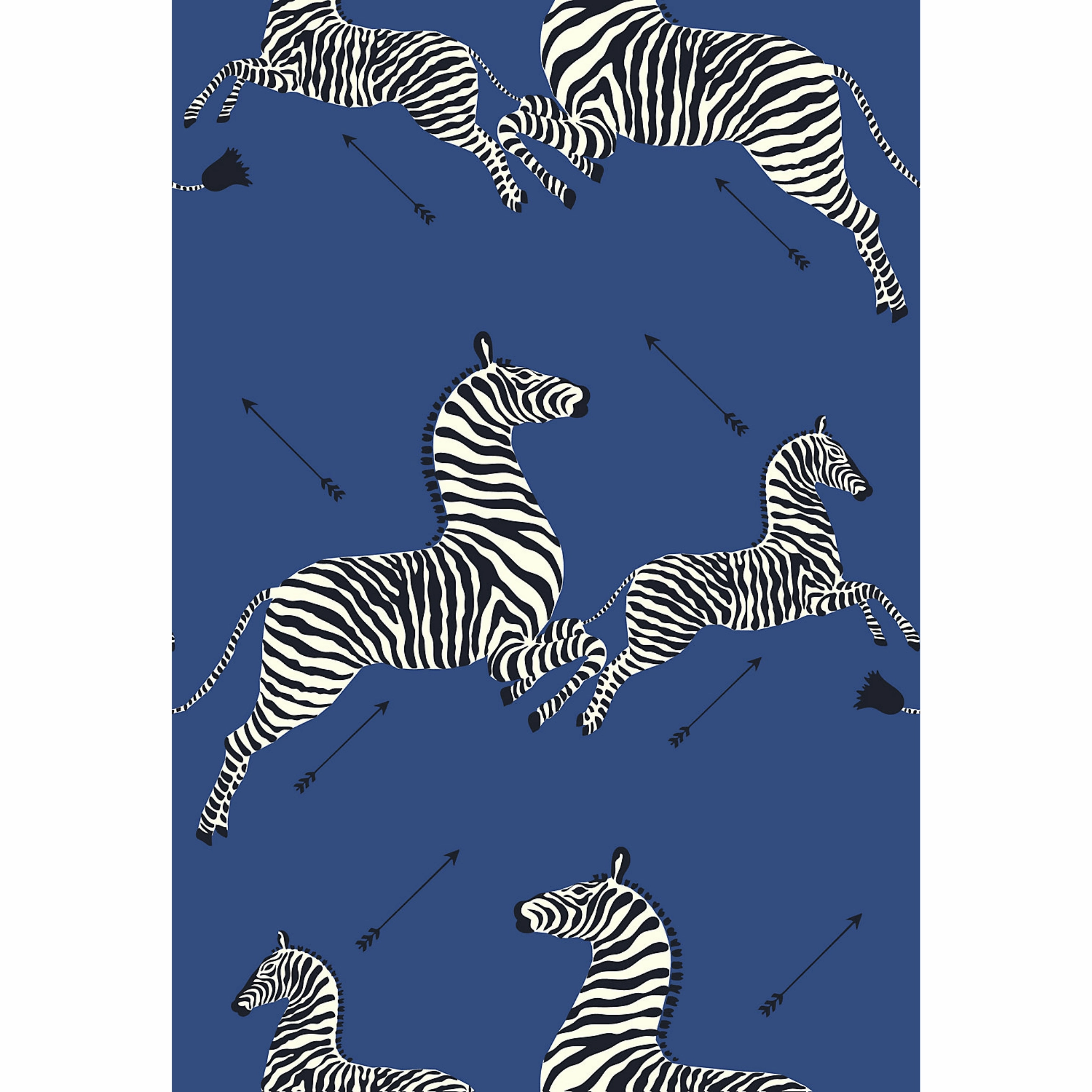 Zebras Wallpaper in Denim Blue